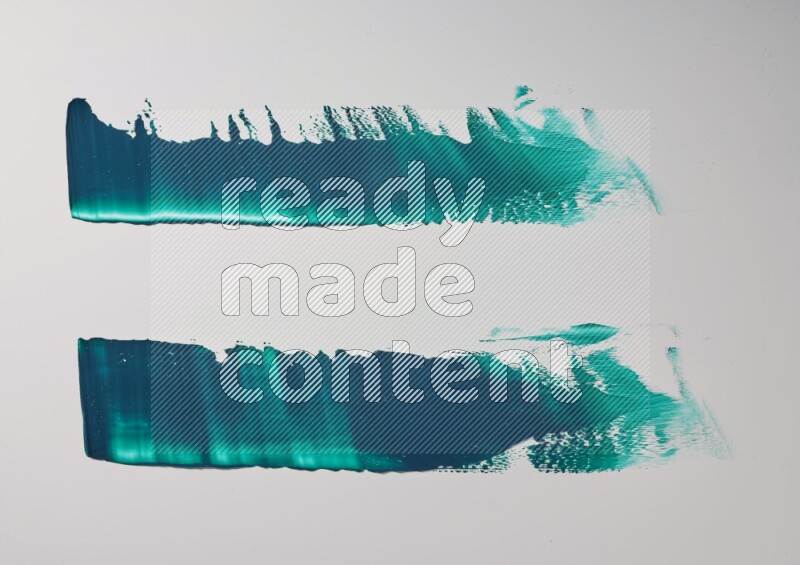 Turquoise painting knife strokes on white background