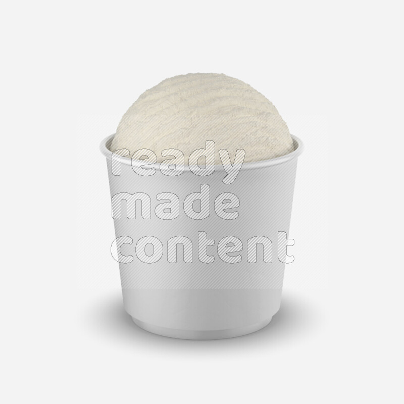 Ice cream in a white rough paper cup mockup isolated on white background 3d rendering