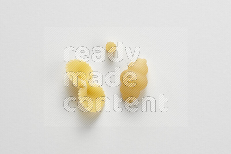 Different pasta types on white background