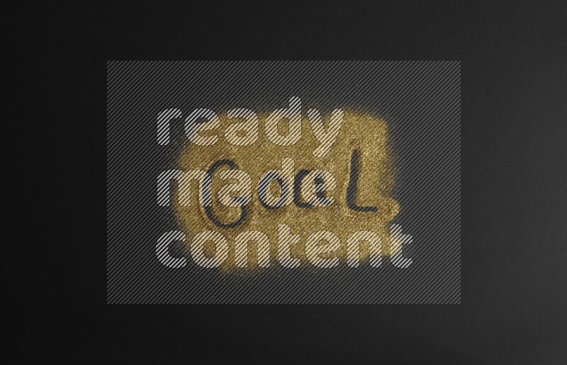 A word written with gold glitter on black background