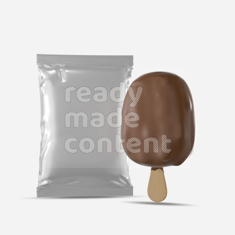Chocolate ice cream stick mockup isolated on white background 3d rendering