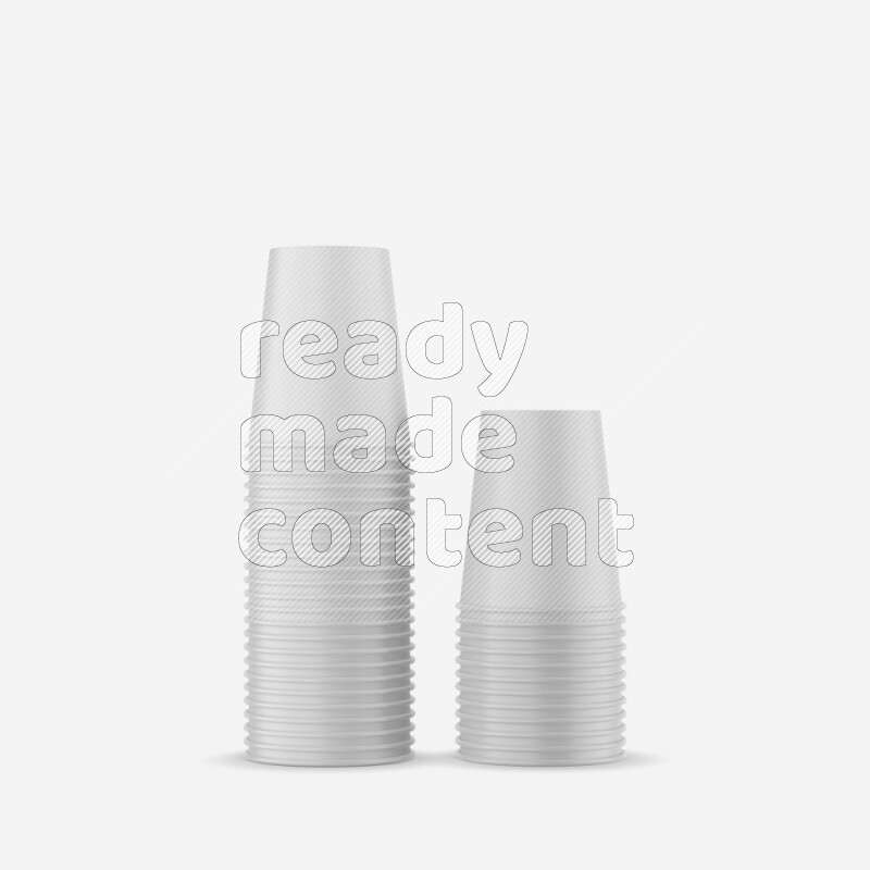 Set of glossy plastic cup mockup isolated on white background 3d rendering