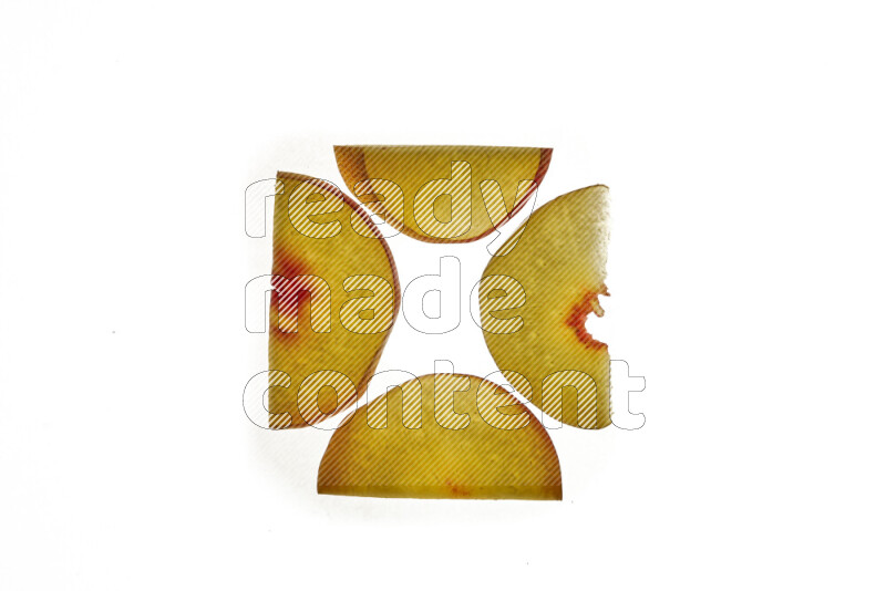 Peach slices on illuminated white background