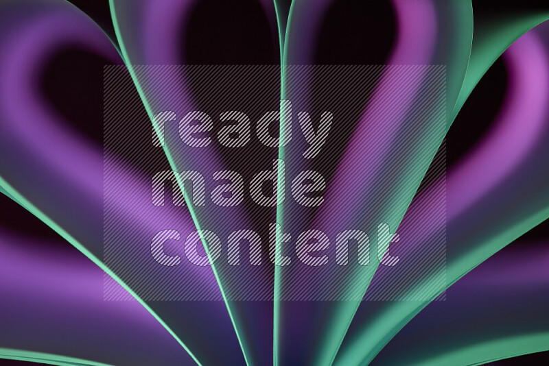 فن تجريدي يعرض منحنيات وتدرجات اللون الأرجواني والأخضر مكونه بضوء ملون