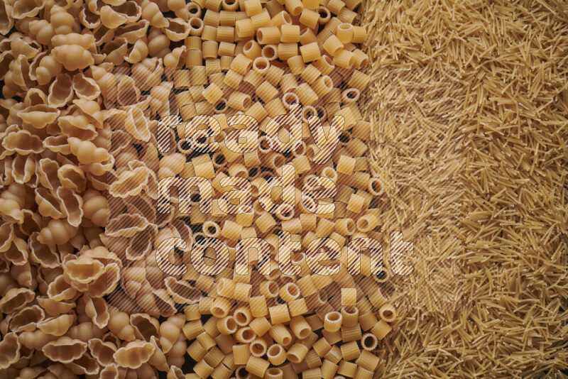 3 types of pasta filling the frame