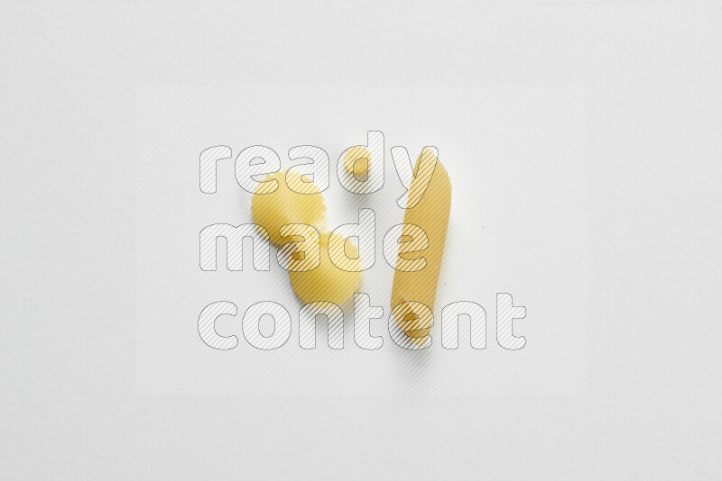 Different pasta types on white background