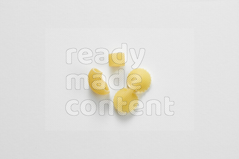 Different pasta types on white background