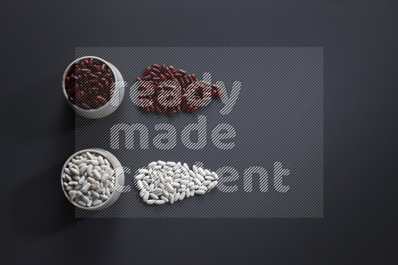 بقوليات في أوعية فخارية علي خلفية رمادية