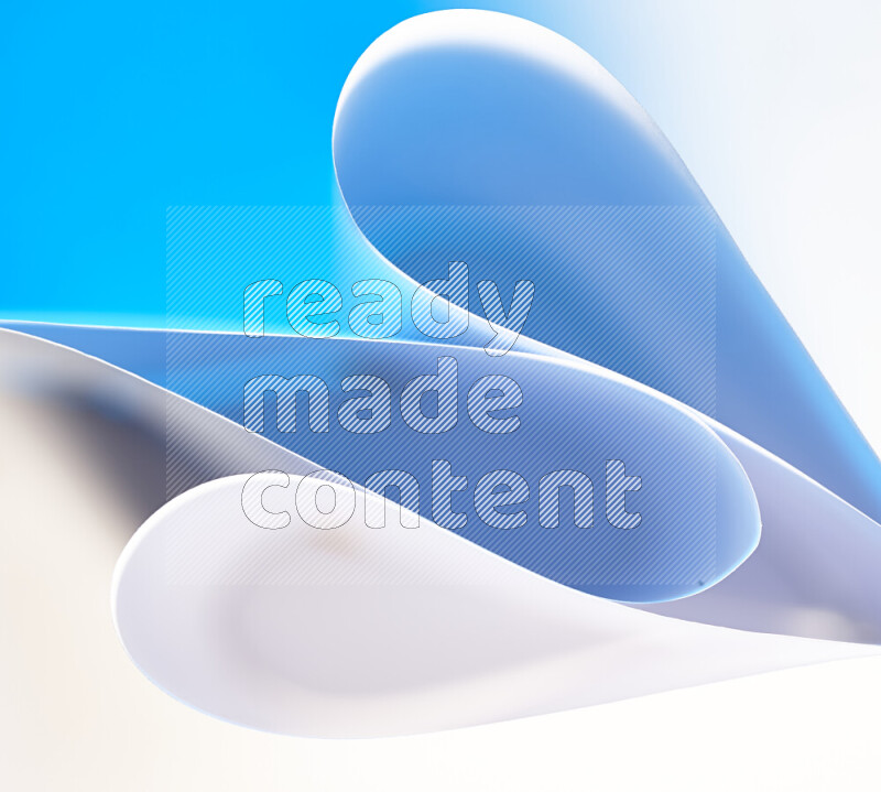 An abstract art of paper folded into smooth curves in white and blue gradients