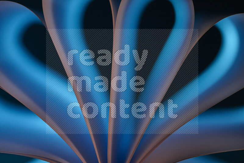 فن تجريدي يعرض منحنيات وتدرجات اللون الأبيض والأزرق مكونه بضوء ملون