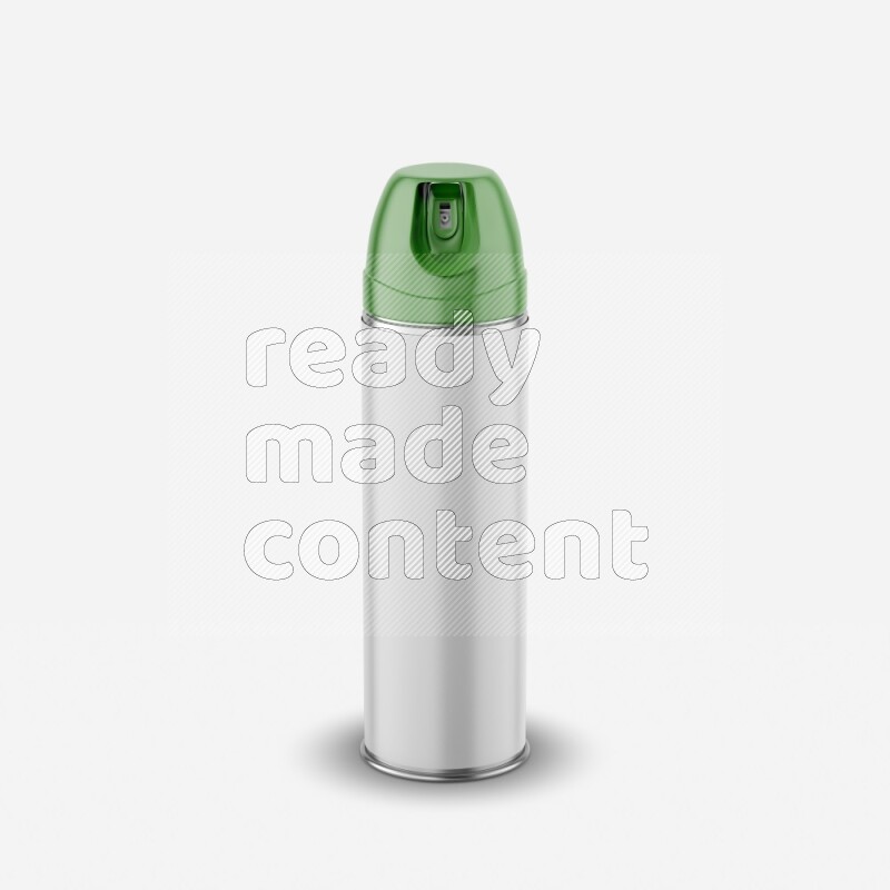 Metal spray bottle mockup with colored plastic cap isolated on white background 3d rendering
