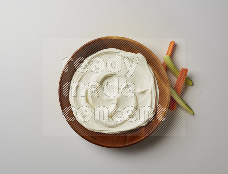 Plain Lebnah in a wooden plate on a white background