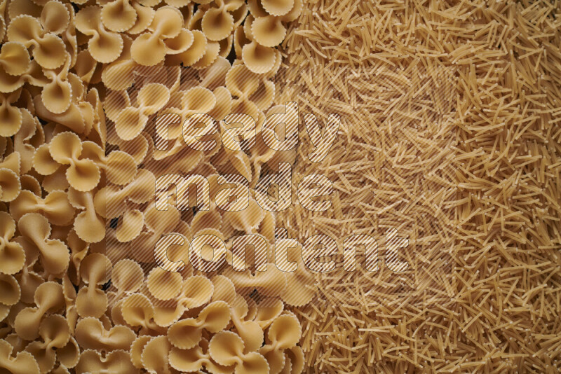 2 types of pasta filling the frame