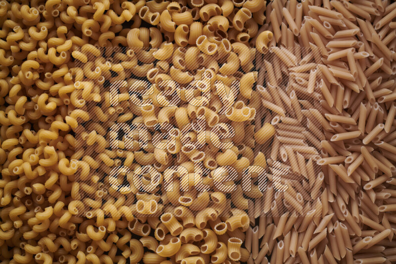 3 types of pasta filling the frame