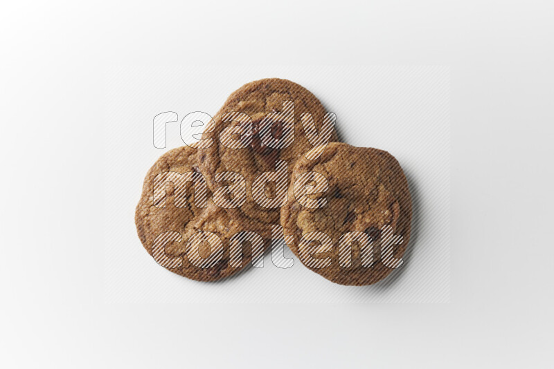 Chocolate chips cookies on a white background