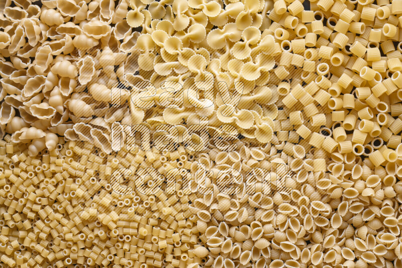 5 types of pasta filling the frame