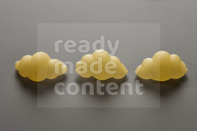 معكرونة قواقع علي خلفية رمادية