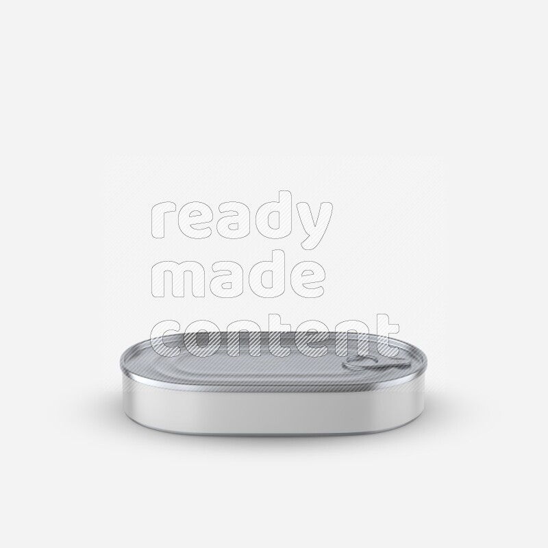 Glossy metallic tin can mockup with pull tab and label isolated on white background 3d rendering