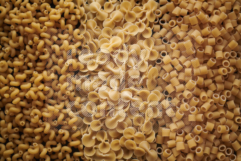 3 types of pasta filling the frame