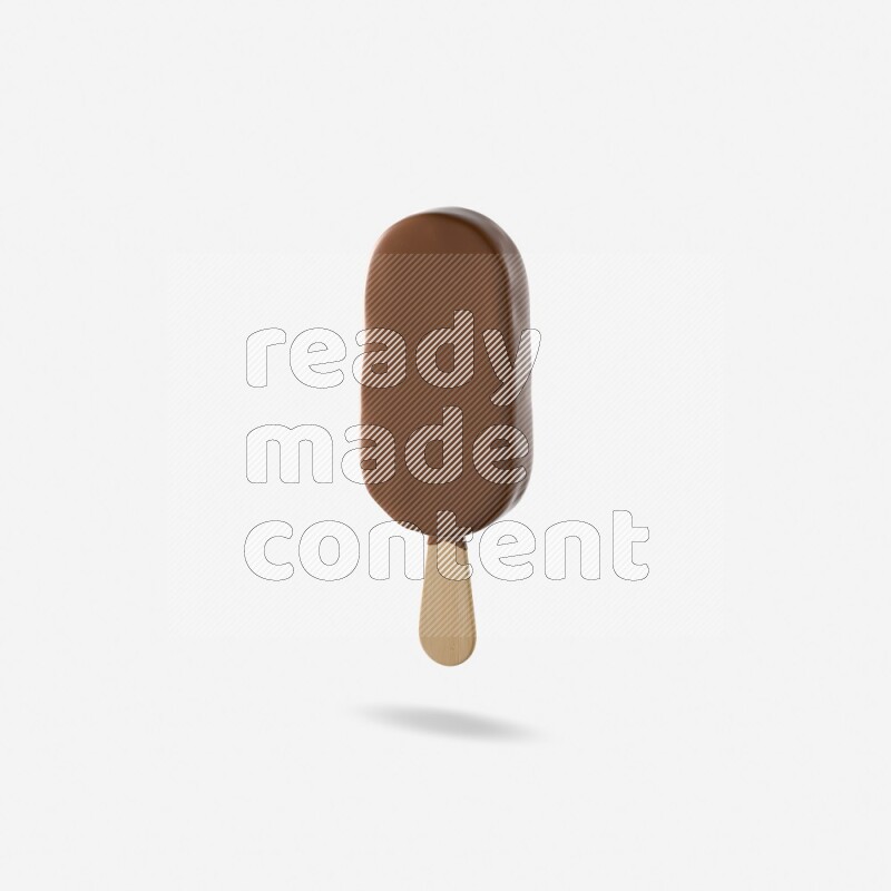 Chocolate ice cream stick mockup isolated on white background 3d rendering