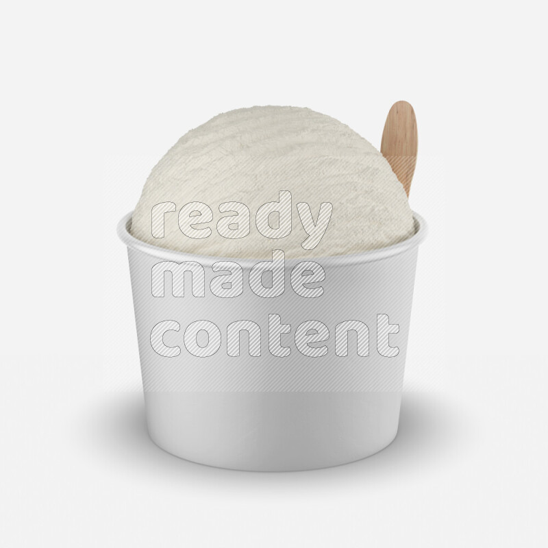Ice cream in a white rough paper cup mockup isolated on white background 3d rendering