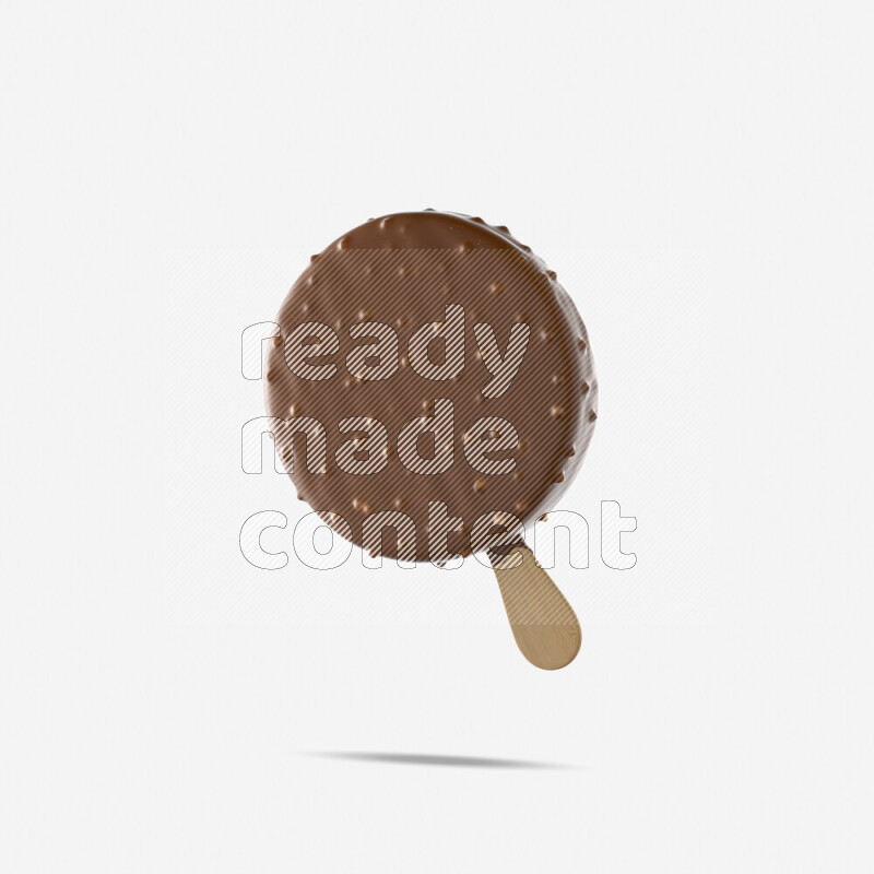 Chocolate ice cream stick mockup isolated on white background 3d rendering