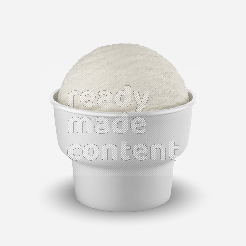 Ice cream in a white rough paper cup mockup isolated on white background 3d rendering