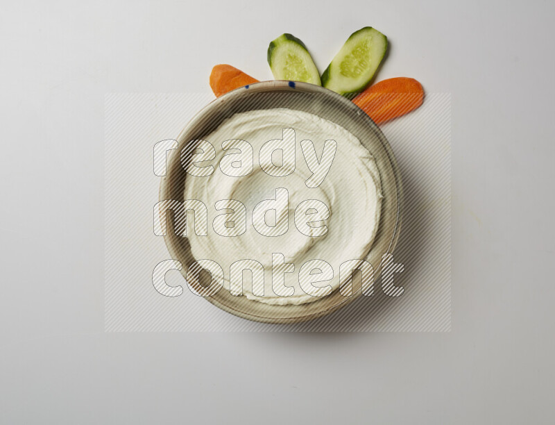 Plain Lebnah  in a grey pottery plate on a white background
