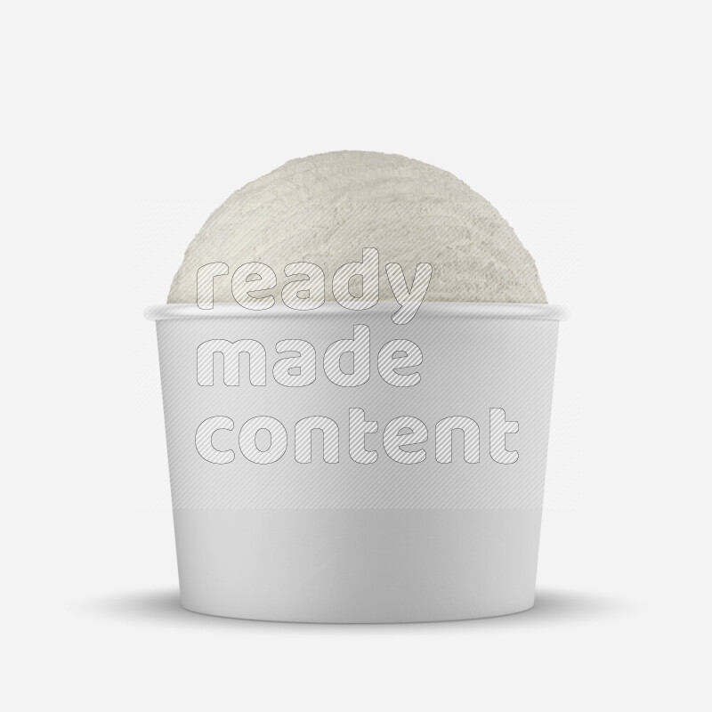 Ice cream in a white rough paper cup mockup isolated on white background 3d rendering