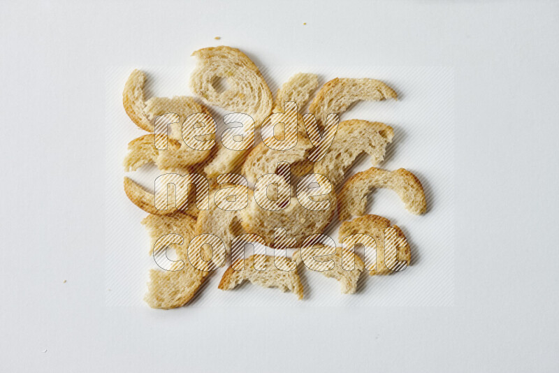 Assorted snacks on white background