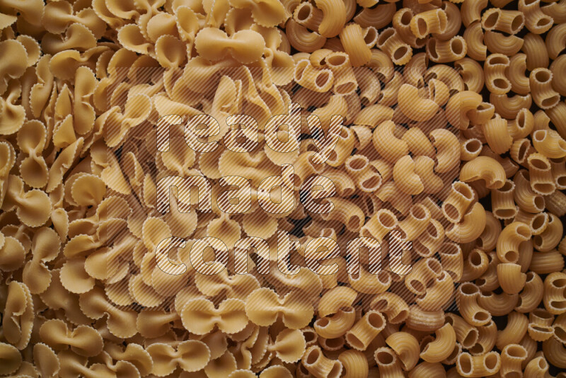 2 types of pasta filling the frame