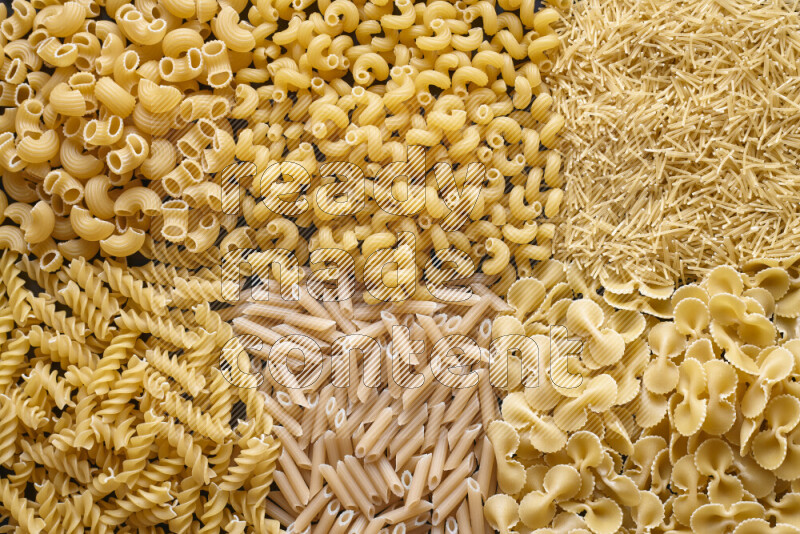 6 types of pasta filling the frame