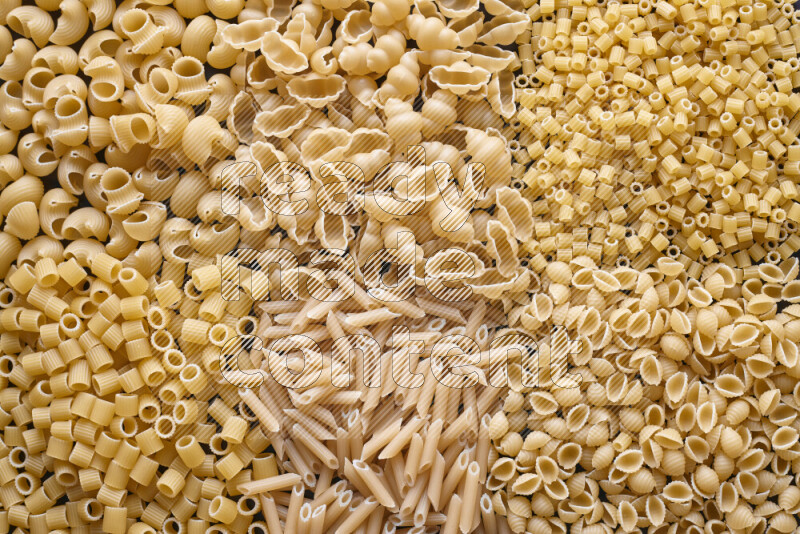 6 types of pasta filling the frame