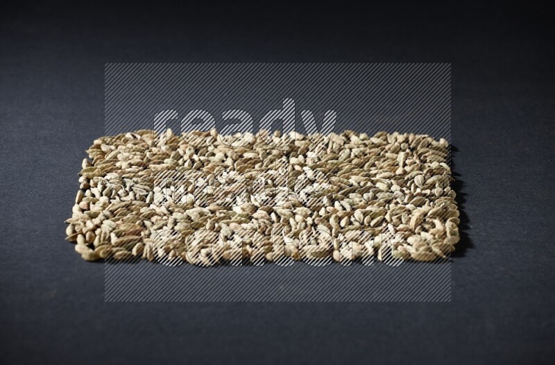 Cardamom in a rectangle shape on black flooring