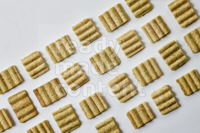 Crackers snacks on white background