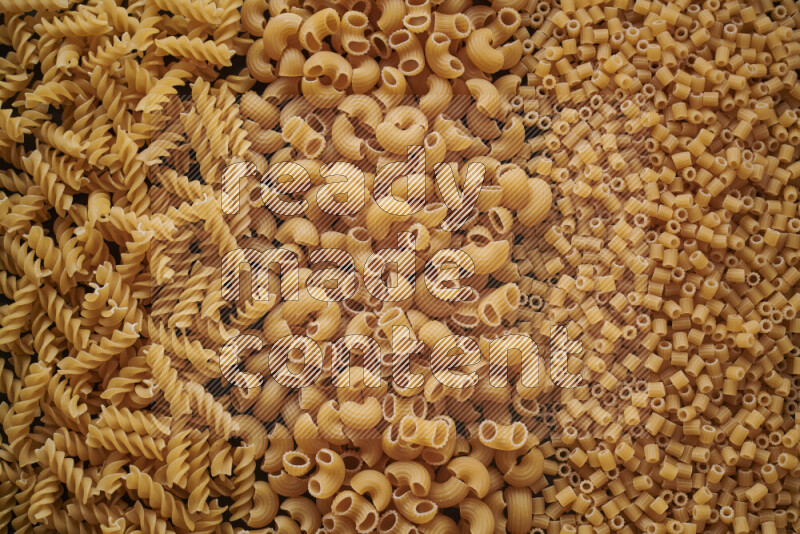 3 types of pasta filling the frame