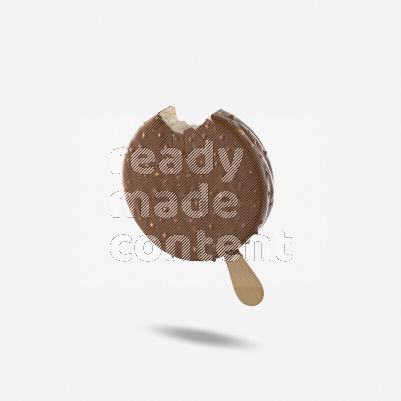 Chocolate ice cream stick mockup isolated on white background 3d rendering