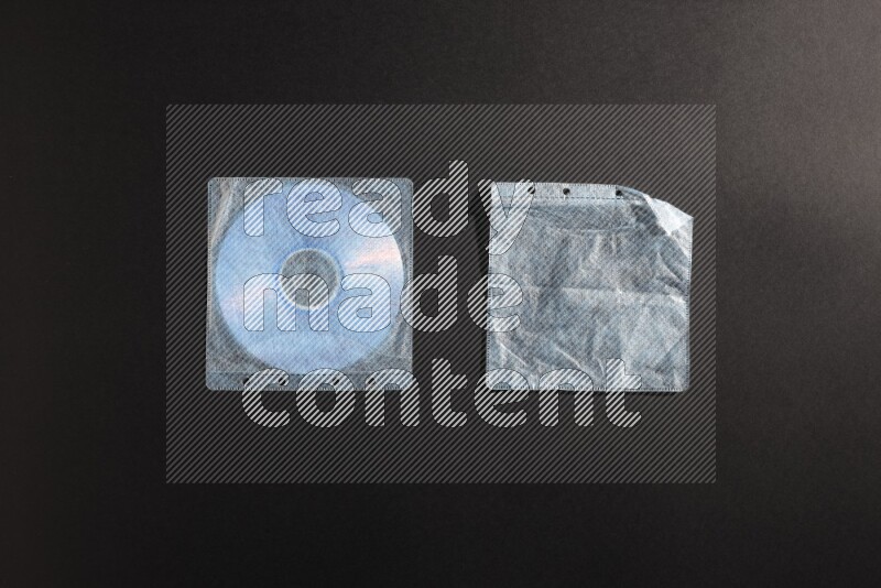 CD plastic cover on black background