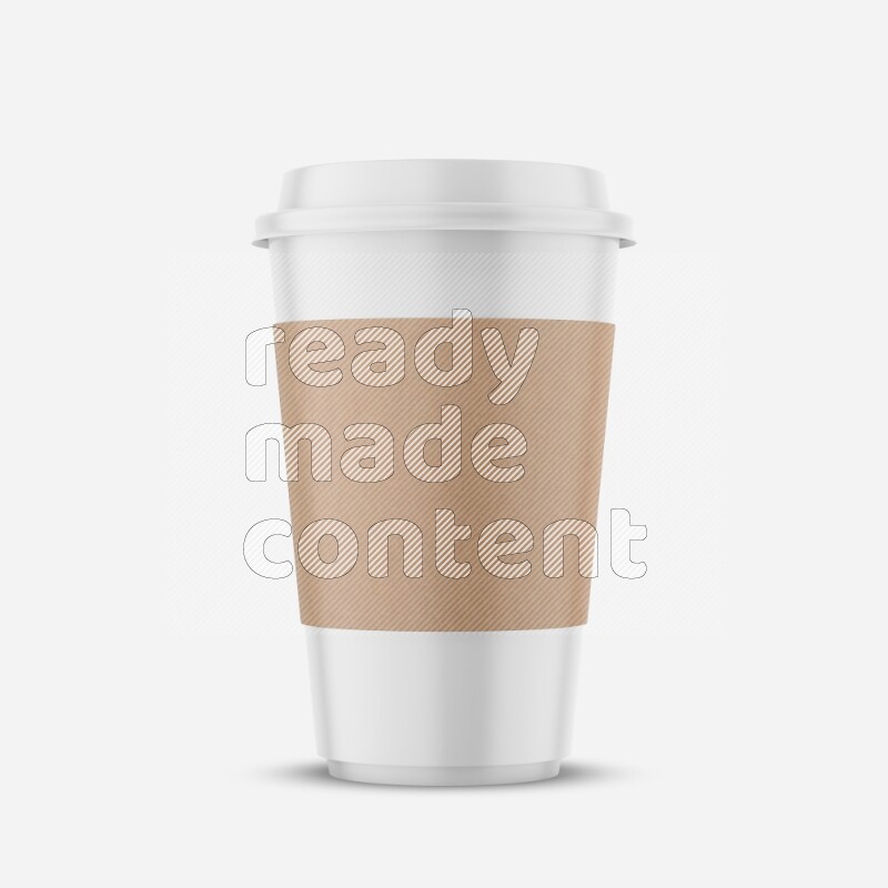Paper hot cup mockup with holder and cap isolated on white background 3d rendering