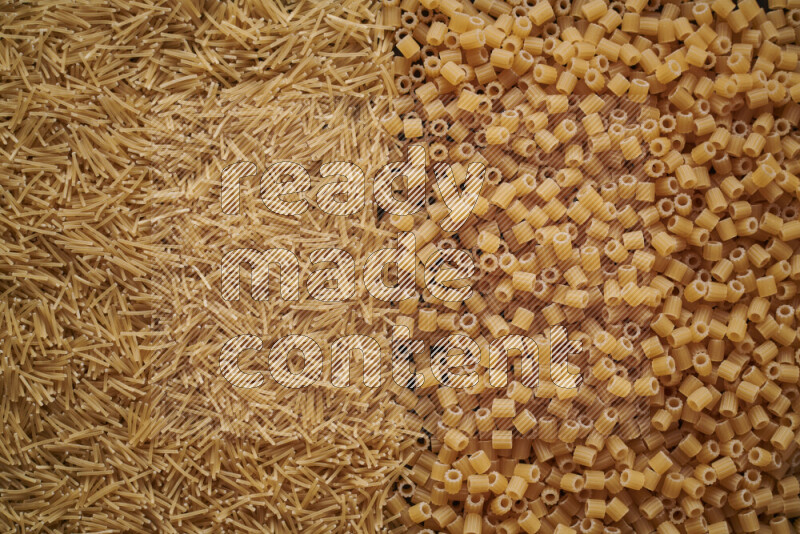 2 types of pasta filling the frame