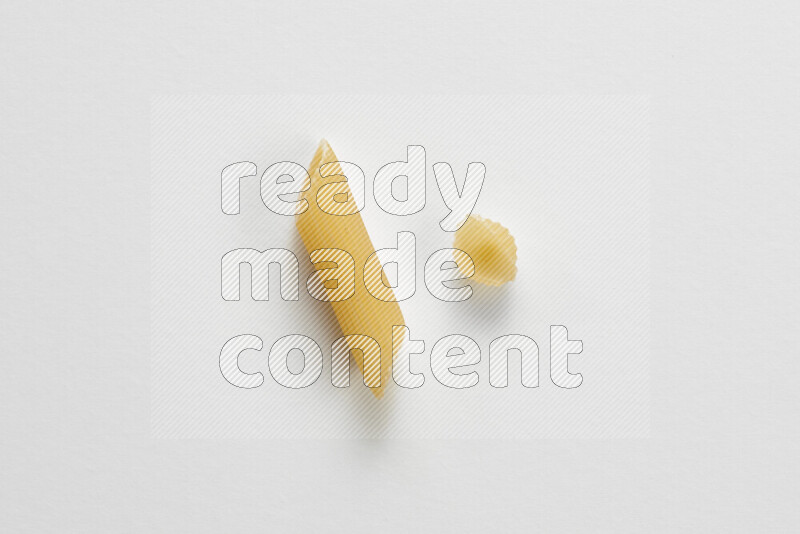 Different pasta types on white background