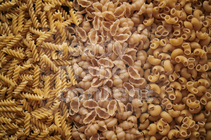 3 types of pasta filling the frame