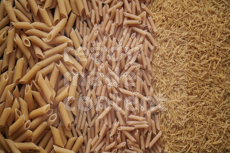 3 types of pasta filling the frame