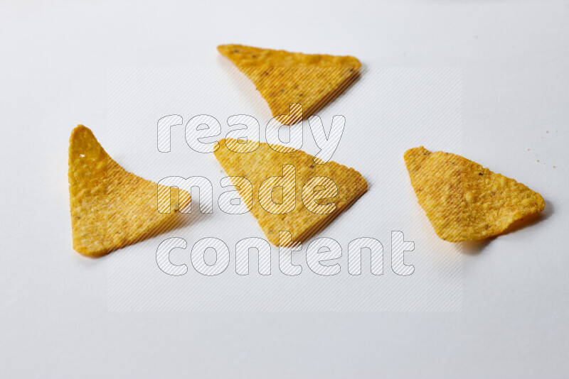 Nachos snacks on white background