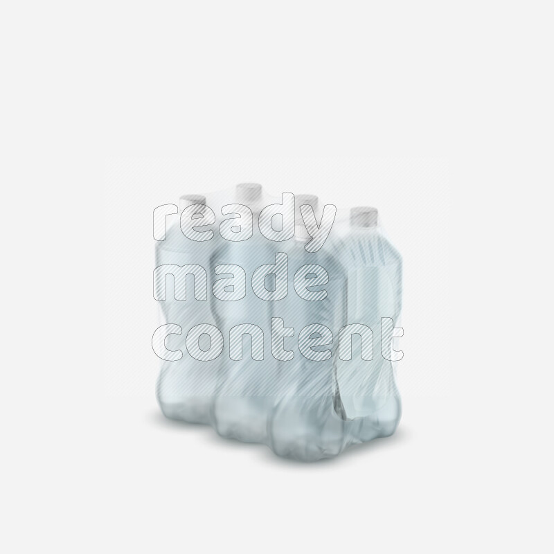 Plastic water bottles mockup wrapped isolated on white background 3d rendering
