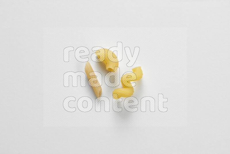 Different pasta types on white background