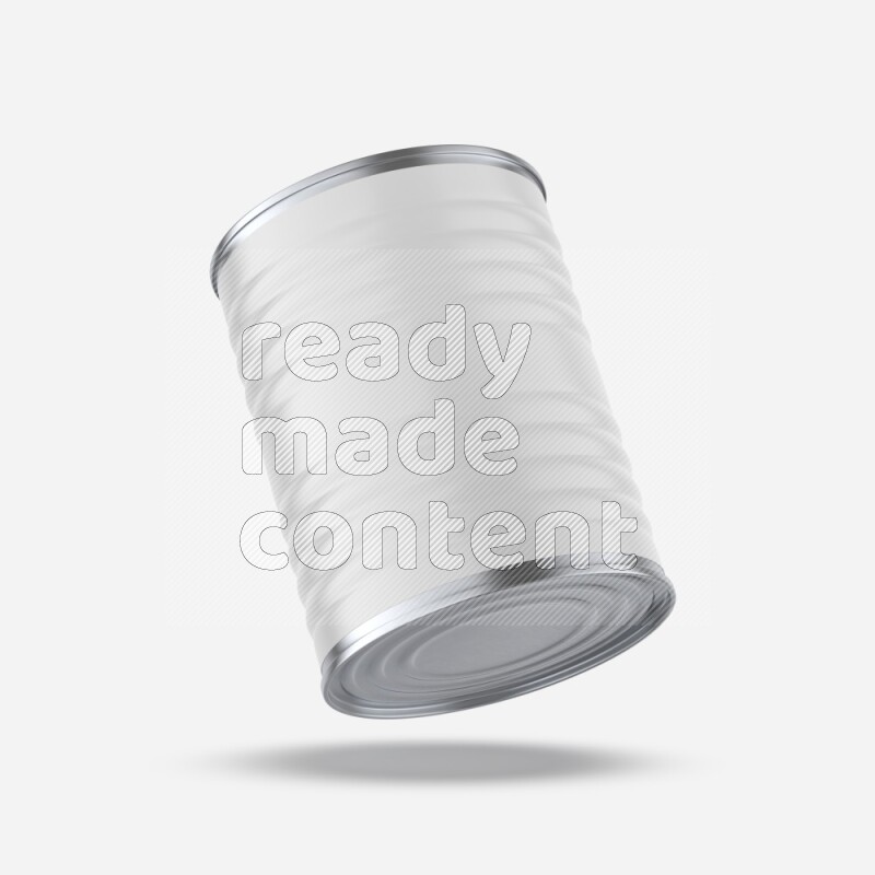 Glossy metallic tin can mockup with white blank label isolated on white background 3d rendering