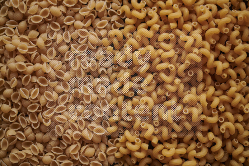 2 types of pasta filling the frame