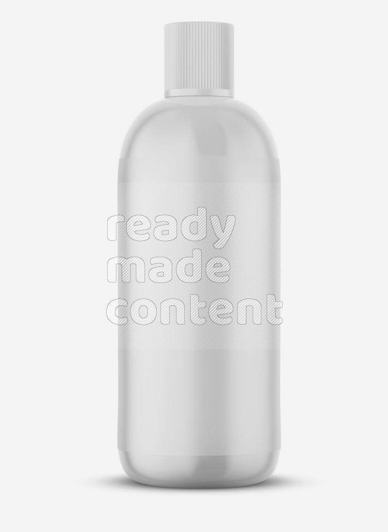 Plastic glossy cosmetic bottle with cap and label mockup isolated on white background 3d rendering