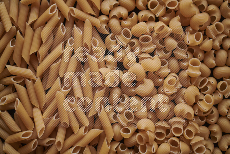 2 types of pasta filling the frame